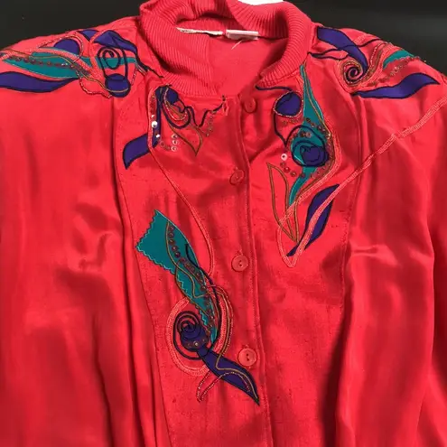 Vintage 80s Marc d’Alcy Pullover Sweater Beaded Sequin Top Shoulder Pads size M Multiple Size M