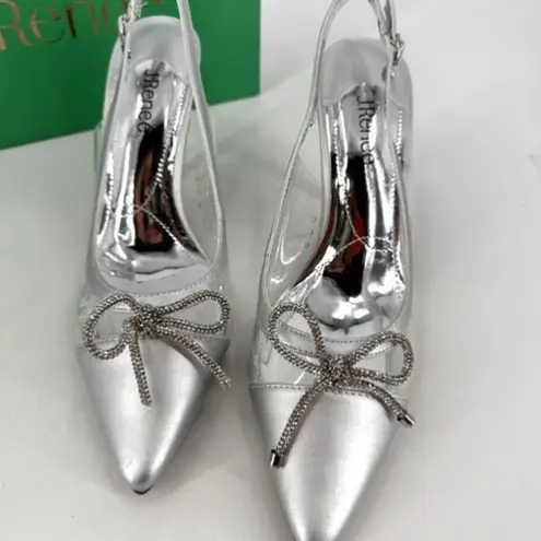 NWT J.Reneé Tadma Glass Slipper Rhinestone Pumps Heels Size 12W Cocktail Wedding Silver