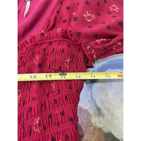 Free People  $128 Two Faces Long Sleeve Mini Dress - Red Floral Size XSmall