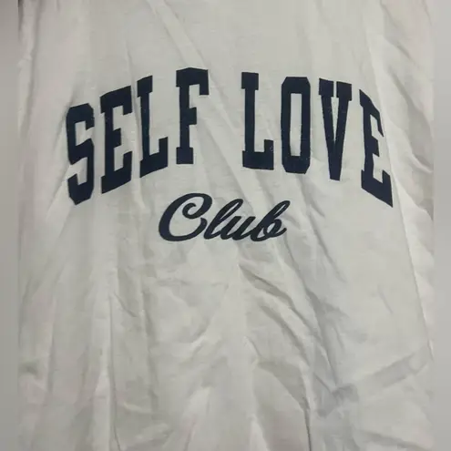 Gilli Women's Oversized Short Sleeve White Self Love Club Tshirt,Size S,NWT Blue