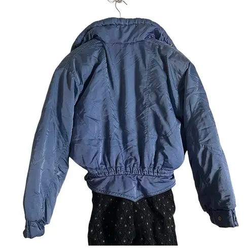 Bogner Vintage Blue Black Jacquard Nylon Ski Snow Jumpsuit Size 8