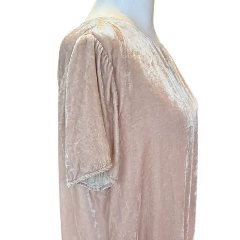 Garnet Hill Blush Pink Velvet Cottagecore Blouse Top Silk Blend Womens Small 6