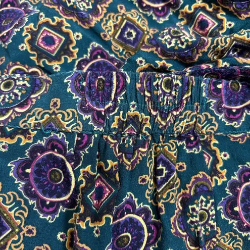 Melrose Studio Maxi Skirt Vintage Side Button Closure Size 12 Paisley Geometric Purple
