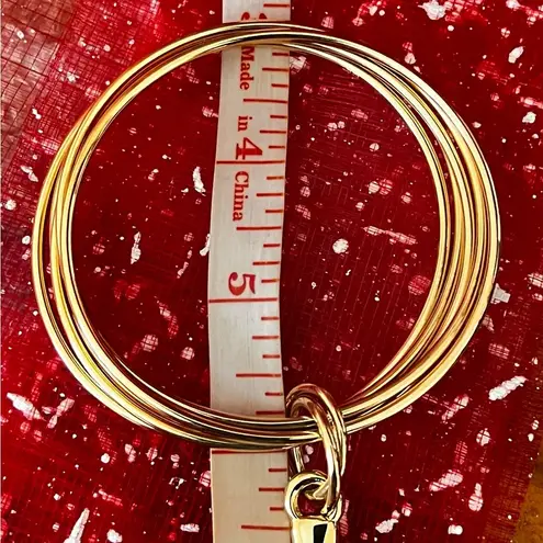 14K Gold Over Resin Linked 5pc Bangle Bracelets / Cross Charm