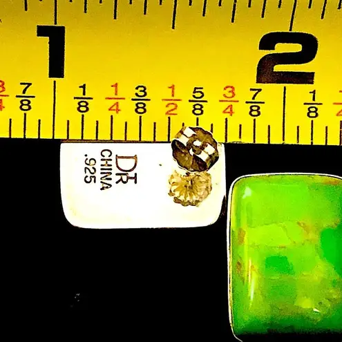 JAY KING DTR Green Turquoise Cabochon Sterling Silver Rectangular Earrings 925