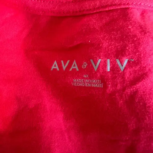 Ava & Viv Women's Plus Size Red Short Sleeve V-Neck T-Shirt - Size 4X - NWT