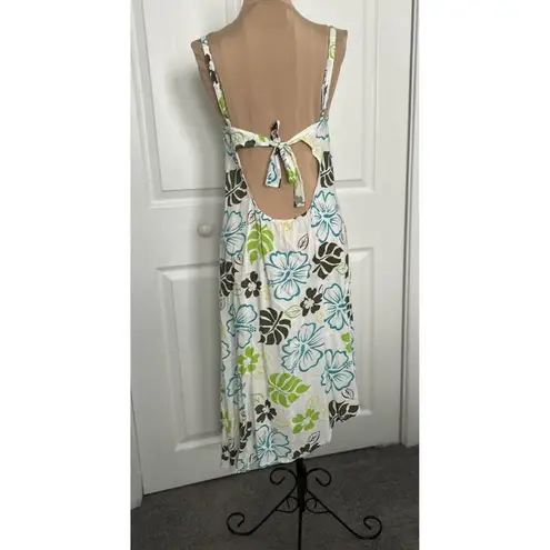 Tiki Palm Women White Floral Slip Style Asymmetrical Hem Cocktail Dress Size S