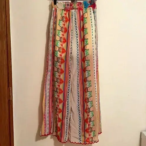 Johnny Was Mariah Printed Smock-Waist Wide Leg Pull-On Pants