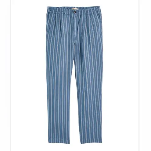 Madewell  Blue Linen-Blend Track Trousers in Stripe Size Medium style MD211