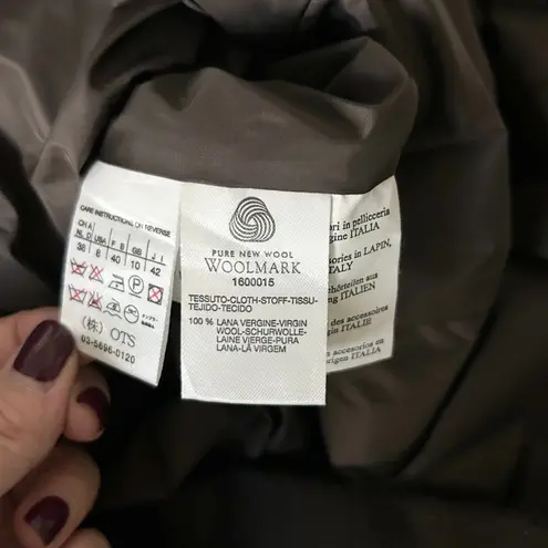 'S Max Mara 100% Virgin Wool Faux Fur Trimmed Coat in Chocolate Brown Size 8