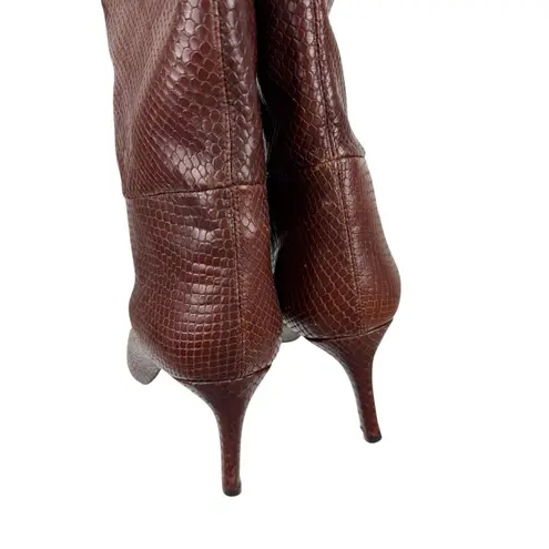 Inez Mila Brown Espresso Snakeskin Comfort Heel Knee High Boot Size 9