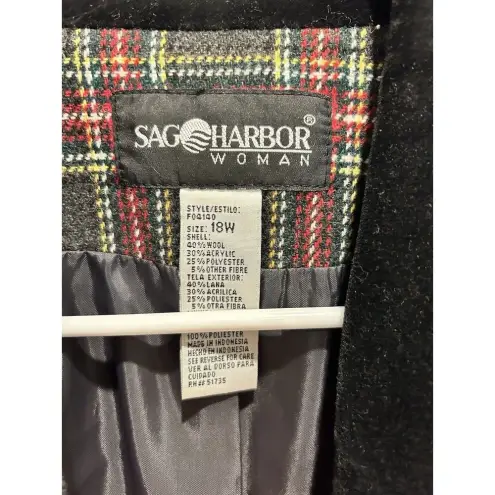 Sag Harbor Vintage Blazer Size 18W Red Green Wool Tartan Velvet Plaid Holiday