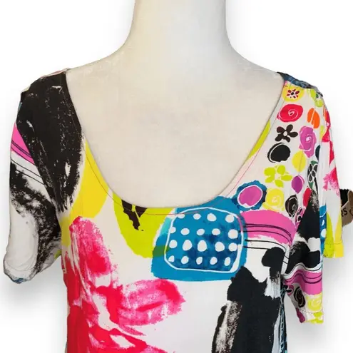 Jams World Hattie Dress Daiquiri Abstract Print Crinkle Tiered Skirt Mini Medium