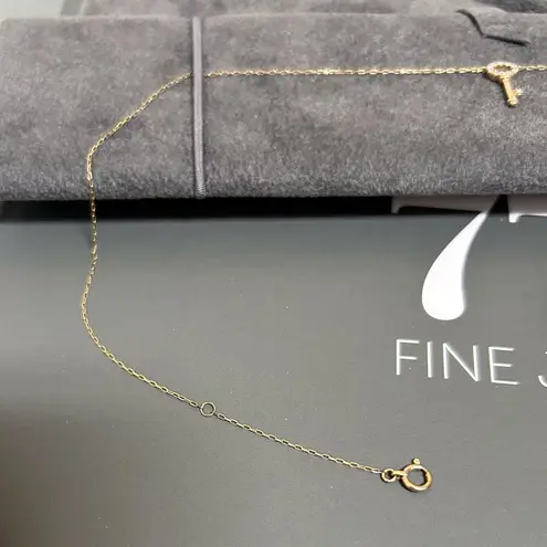 10k Rose Gold Natural Mined Earth Diamond Mini Key Dainty Necklace Gray