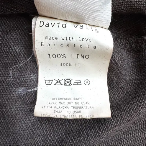 David Valls Lagenlook Linen Zip Front Shirt Cardigan Size M Brown Oversized Size M