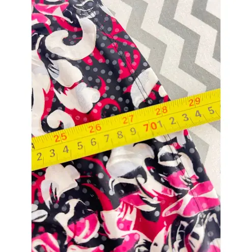 Black, White & Magenta Baroque Print Sleeveless Cowl Neck Blouse XL Pink