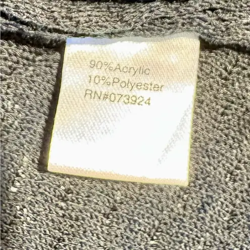 Ming Wang Textured Beaded One Hook Knit Cardigan Jacket in Black Womens S💚