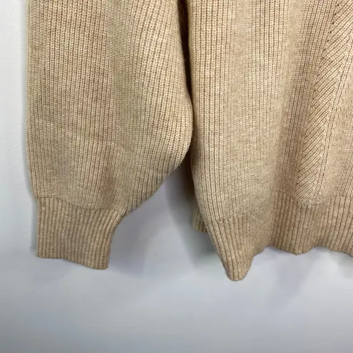 Molly Bracken Women Tunic Sweater XL Cream Tan Cable Knit Turtleneck Minimalist