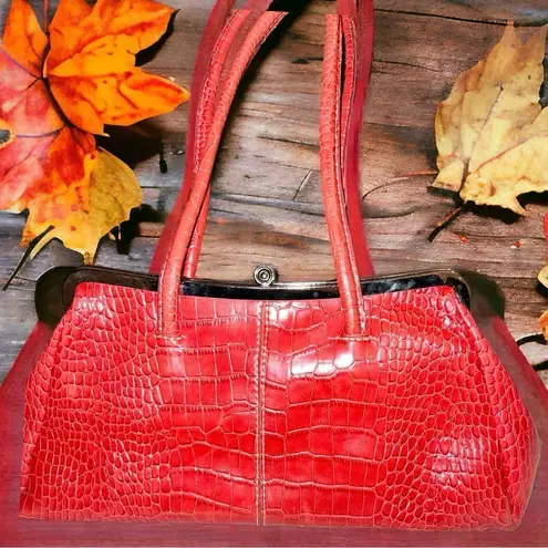 Nine West  vintage red faux croc satchel!