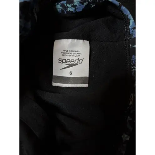 Speedo  Women’s 6 One Piece Black and Blue Swim Suit Bikini Swim Suit Swimming