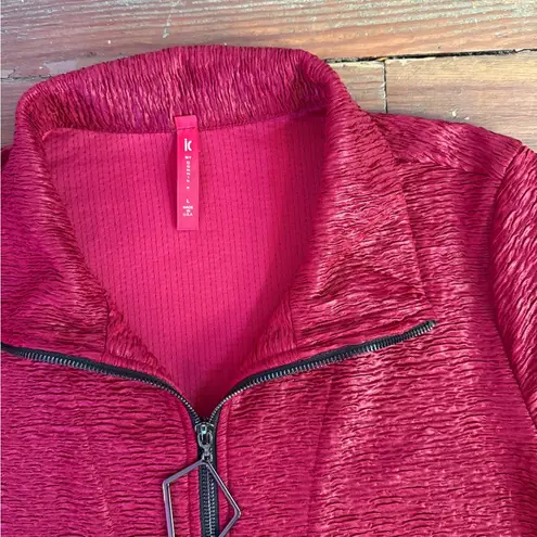 IC Collection Red Zip Up Crinkle Texture Jacket ~ Size Large 💛🍄