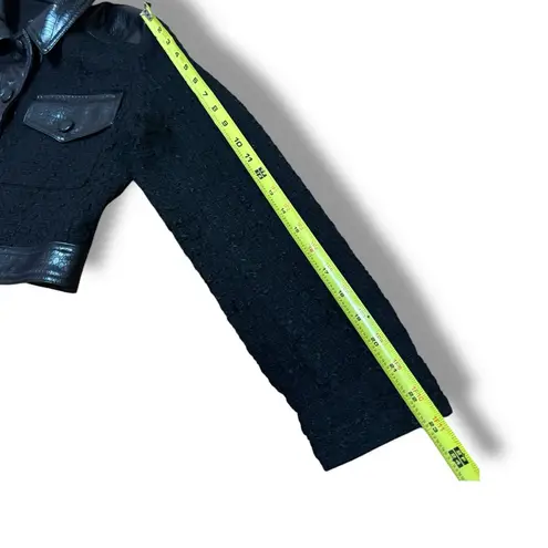 Christian LaCroix Black Button Front Crocodile Trim Tweed Boucle Jacket - Medium