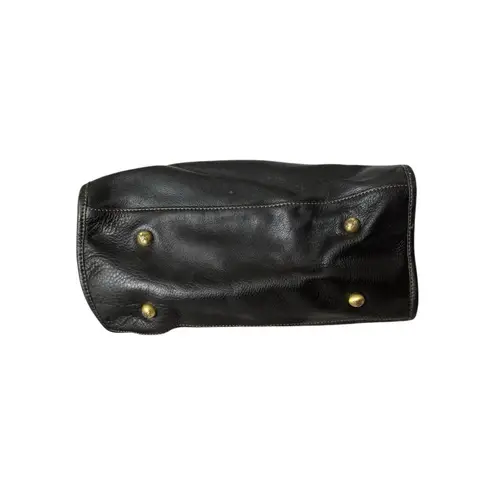 Johnston & Murphy Black Leather Tote Bag Purse Gold Logo Charm | Large Interior