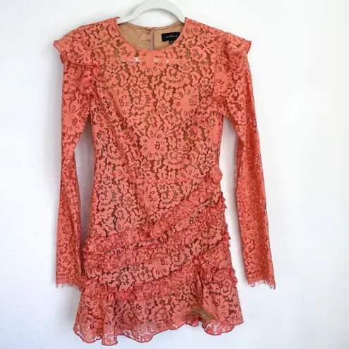 Majorelle REVOLVE Lee Coral Lace Ruffle Mini Dress