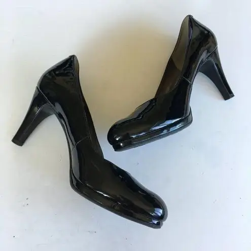 NATURALIZER LENNOX Black Patent Leather Heels Pumps Womens Size 8M Work Black