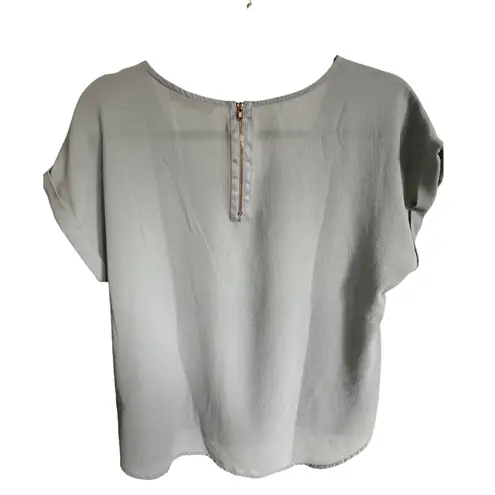 Olive & Oak Womens Top Blouse Blue Short Sleeve Relaxed Fit XL Extra Large