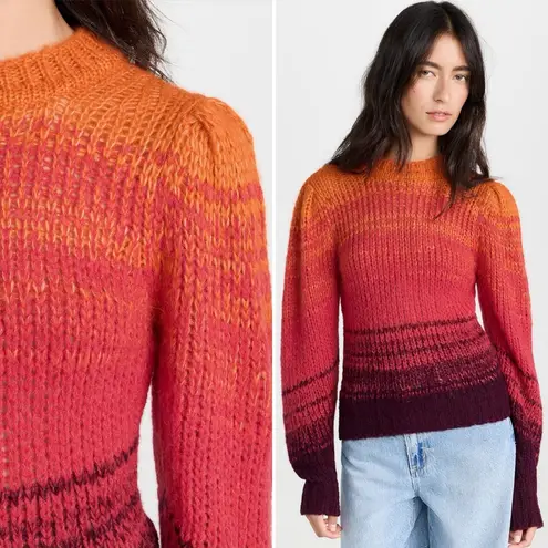 Ulla Johnson Rosalia Pullover Red Orange Ombre Chunky Knit Sweater Size Small
