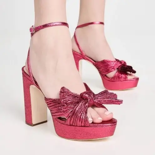 Loeffler Randall Natalia Bow Platform Sandals Heels Fuscia Pink Size 6