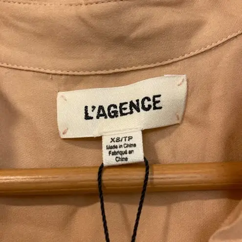 L'Agence Isa Shirred Sleeve Silk Blouse Size XS NWT