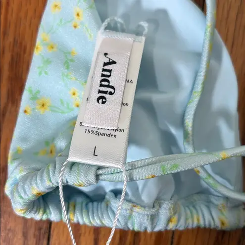 ANDIE The String Top Bikini Powder Ditsy Bloom Blue size L NWT
