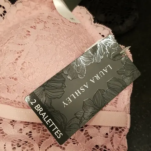 Laura Ashley ππ Lace Padded Bralettes 2PK Pink & Black Medium M NWT