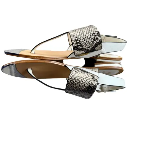 Isola Snakeskin Print Thong Sandals Silver Accent Buckle Strap Size 9M