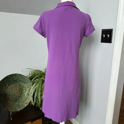 Lands' End Lands’‎ End Purple Pique Cotton Polo Shirt Dress sz 6-8 Small Preppy Tennis Prep