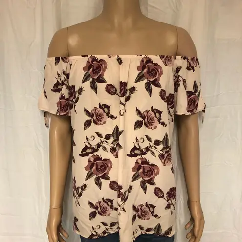 Wishful park Blush Pink Floral Rose Top Size M