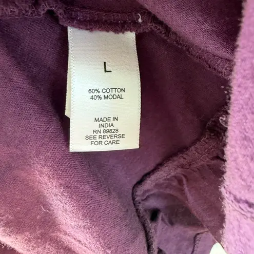 LOGO By Lori Goldstein Tie-Dye Stripe Top Purple Large Cotton Modal Tunic Pocket