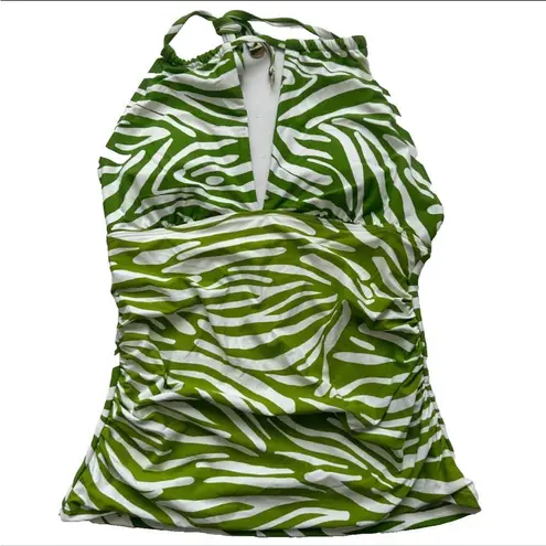 Anne cole  Women's XL Green Animal Print High Neck Halter Swim Top