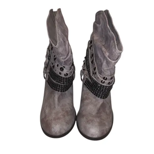 Daisy Fuentes Vickie Western Bootie Jeweled Studded Strap Detail