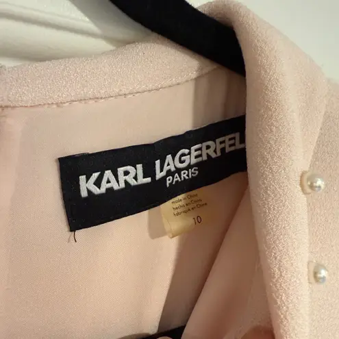 Karl Lagerfeld Women's Pink Sheath Dress Peter Pan Collar Faux Pearls US 10 NWT - Image 2