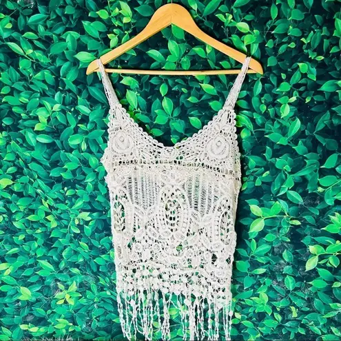 Boho white / ivory crotchet style tank top Size undefined