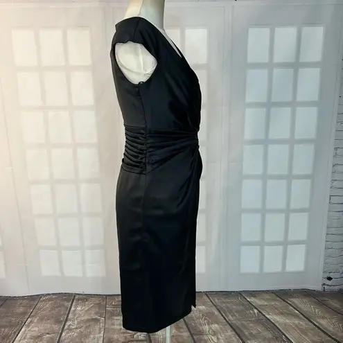 Tadashi Collection Black satin cap sleeve cocktail Dress Size 6