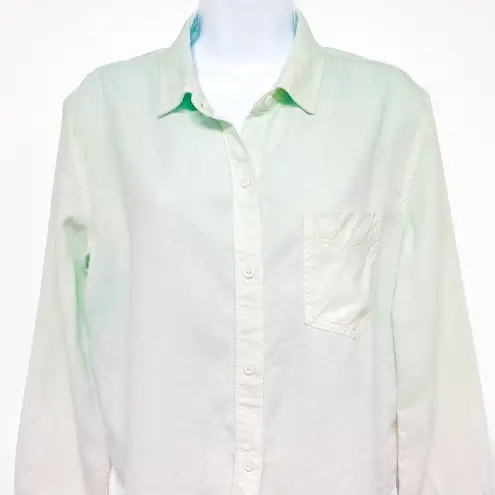 Rails  Ingrid Dip Dye Mint Julep Linen Blend Button Up Shirt Lightweight Collared