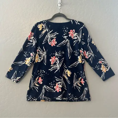 JM Collection bundle of three women's blouses in cream, black and blue large