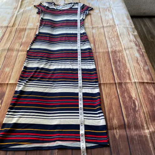 Myth Short Sleeve Crew Neck Multicolor Striped Bodycon Dress M