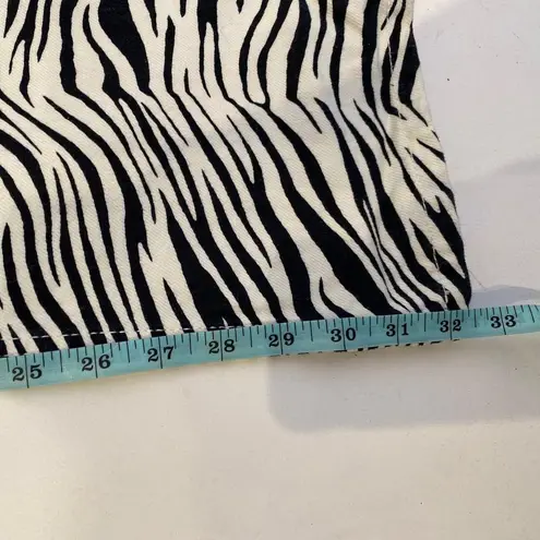 ZARA  Black & White Zebra Print Straight Wide Leg Denim Jeans EUC Sz 8 Cotton