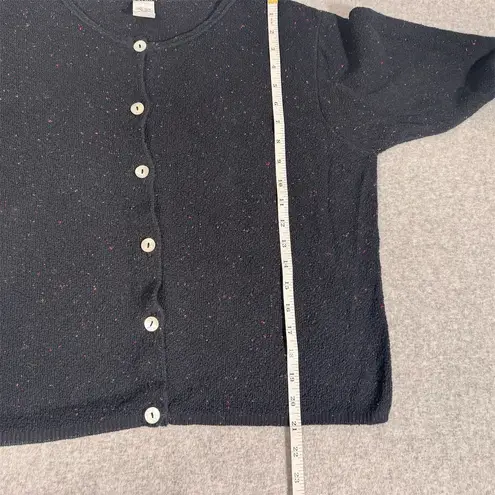 Vintage Karen Shaw Women's Delicate Black Cotton Cardigan Sweater Size L Size L