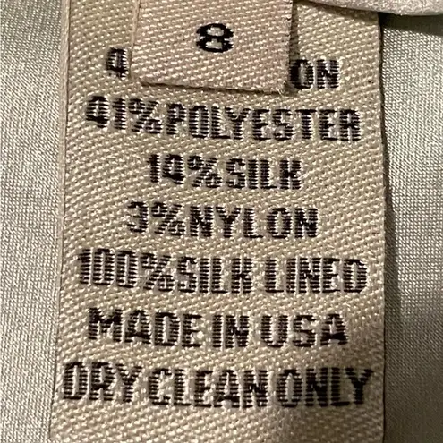 Stunning Lela Rose Designer Abstract Pattern Silk Lined Brocade Midi Dress 8 Green